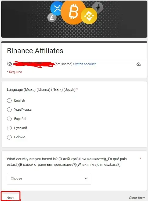 binance affiliate form
