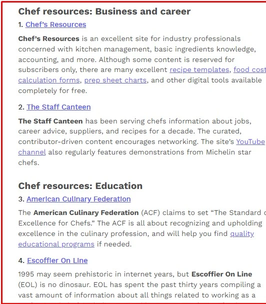 example of a resource page