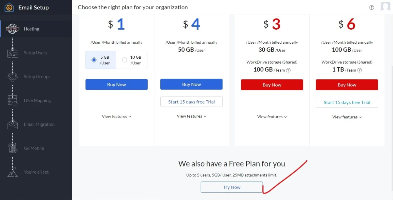 Zoho mail plans and pricing